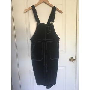 Daisy Street Black Denim Overalls Dress